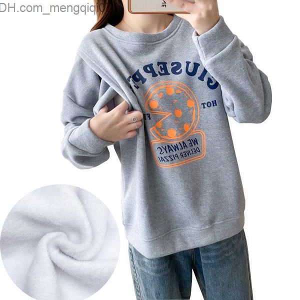

maternity dresses women's plus velvet warm printing women's winter clothing lacquered pregnant women's hoodie wholesale 8540, White
