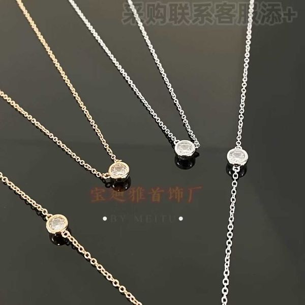 

versatile tiffay's same main diamond bubble necklace bracelet high edition single round all in one style, Silver