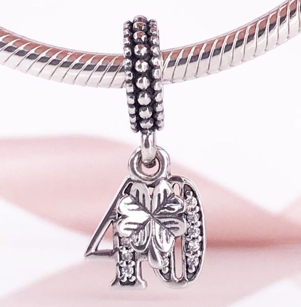 

wholesale authentic 925 sterling silver 40 years of love dangle charm fits european style jewelry bracelets & necklace 791288cz6272393, Black