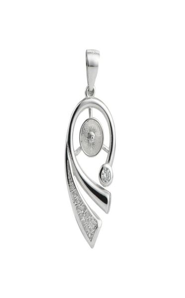 

925 sterling silver blank pendant settings base cubic zirconia pearl findings diy jewellery making 5 pieces7536253, Slivery;crystal