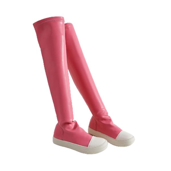 

designer boot,2023 New Simple Versatile Candy Over Knee Elastic Boots Autumn and Winter Boots, Pink