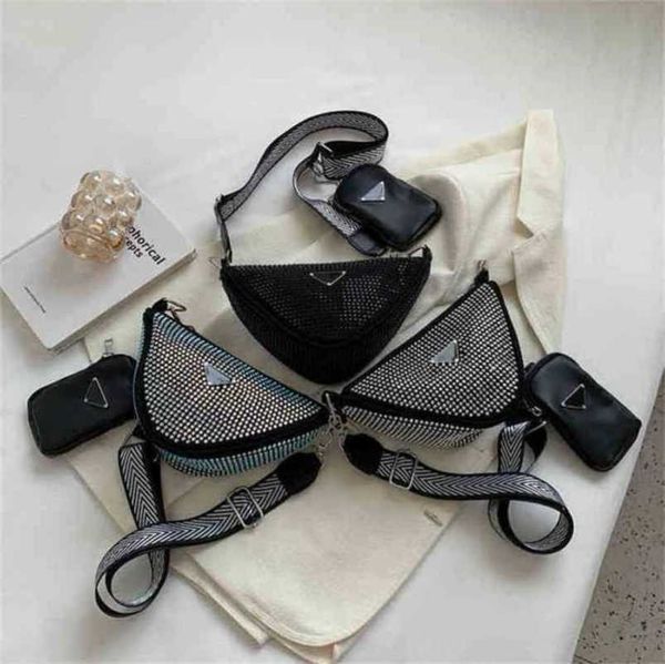 

2023 new luxury bags bright simple large rhinestone triangle