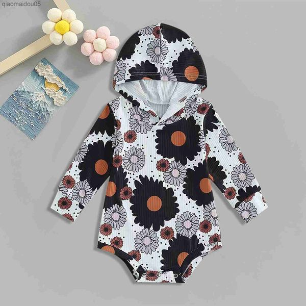

outfit infant baby girl boy hooded sweatshirt romper onesie ribbed flower bodysuit fall playsuit bodysuits girls l230712, Blue