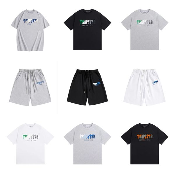 

designer tees trapstar men's t-shirts street fashion brand gradient sports short sleeve basketball shirt soccer shirt tee mesh breathab, White;black