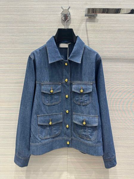 

fashion design denim jacket women turn-down collar long sleeve pocket patchwork single breasted casual coat, Black;brown