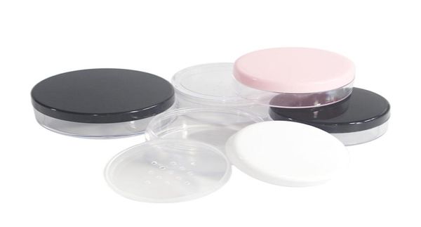 

30g 50g new loose powder jar with sifter empty cosmetic container makeup compact with blackwhiteclearpink cap f33359304829
