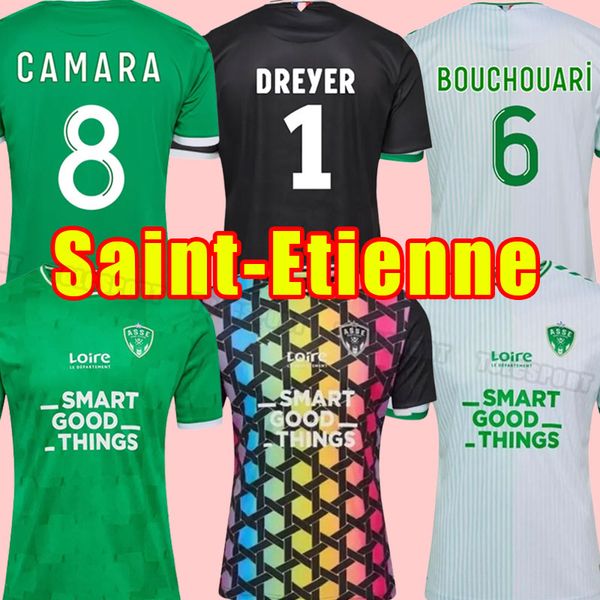 

maillot asse 2023 2024 as saints etienne soccer jerseys 23 24 hamouma aouchiche bouanga le coq perrin kids kit football shirts equipment goa, Black;yellow