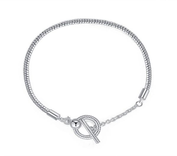 

16-20cm new charm bracelet 925 silver fit european bracelets t clasp chain bracelets pendant five petals flower charm bead accessories diy j, Black