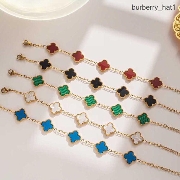 

fashion jewelry designer bracelet new four-leaf clover bracelet female south simple ins five-flower fritillary luck clover bracelet girl gif, Black