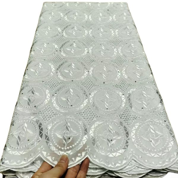 

lace swiss fabric nigerian female 5 yards dentelle rhinestones perforated fabric party birthday ladies formal dress sewing cloth white cotto, Black;white