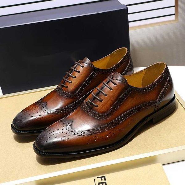 

dress shoes classic wingtip medallion brogue oxford men's shoes, Black