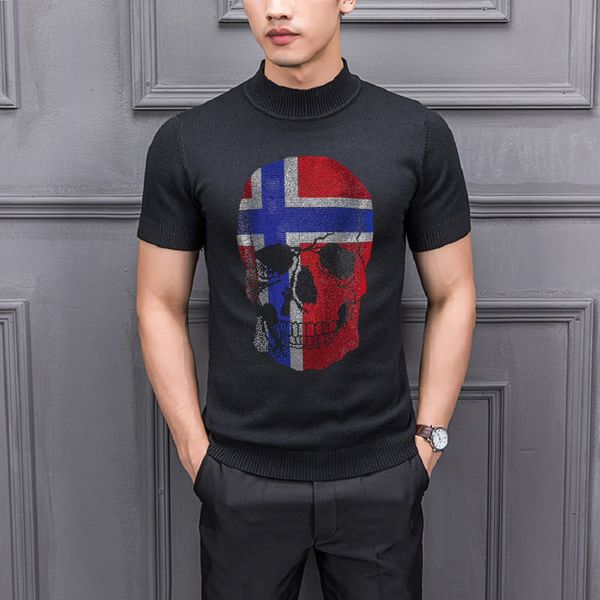 

women's sweaters european design diamond craft chic knit tshirt spring and summer men's sweater round neck pullover 230727, White;black