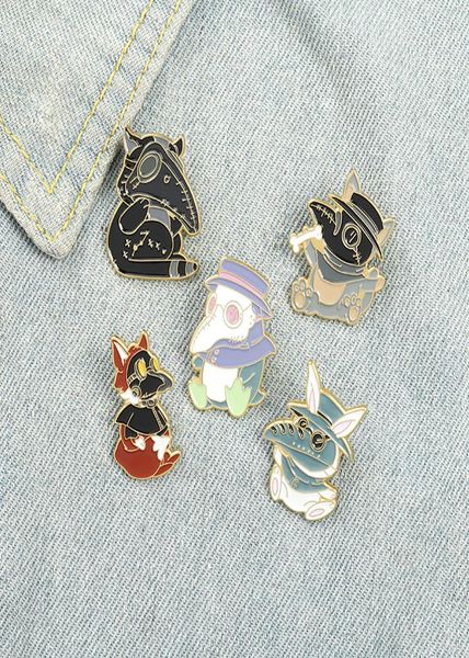 

funny creative animals enamel pins colors clothes fox rabbit dog cats for kids gift6327745, Gray