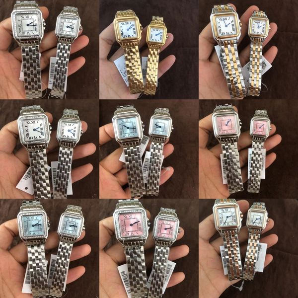 

women men quartz diamond watches classic 22mm 27mm lovers waterproof designer watch full steel couple wristwatch gift, Slivery;brown