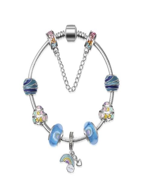 

925 silver rainbow pendant fit for european bracelets charm beads bangle valentines and christmas gift diy jewelry accessories3855668, Golden;silver