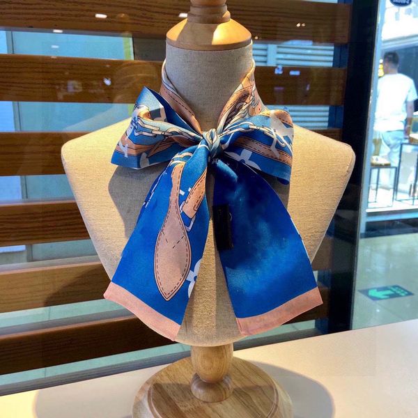 

designer silk scarf ladies fashion handbag scarves letter headband 3 color size 9x115cm designer scarf, Blue;gray