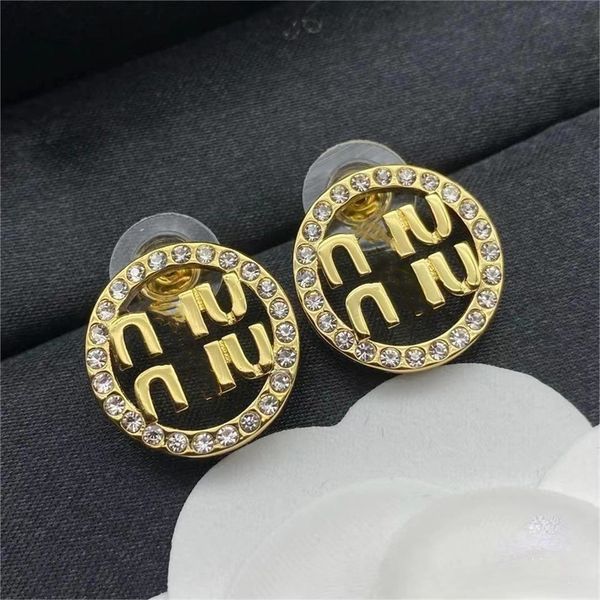 

geometric round pearl stud charm earrings luxury designer brand letter crystal rhinestone earring 18k gold plated women wedding party jewelr, Golden;silver
