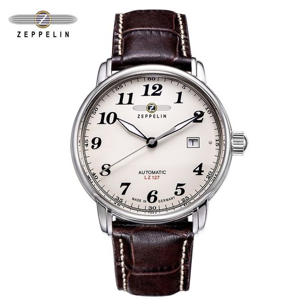 

wristwatches zeppelin vintage classic watch for men stainless steel waterproof watches mens leather strap sport quartz army relogio masculin, Slivery;brown