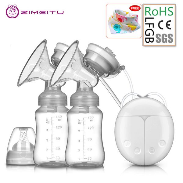 

breastpumps zimeitu double electric breast pumps powerful nipple suction usb pump with baby milk bottle cold heat pad nippl 230727
