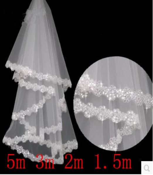 

beautiful wedding veils appliqued crystal soft tulle bridal veil white 15 2 3 5 m bridal accessories2669432, Black
