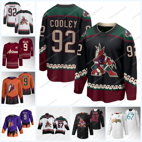 

92 logan cooley coyotes jersey clayton keller lawson crouse barrett hayton jack mcbain ryan mcgregor nathan smith reece vitelli travis barro, Black;red