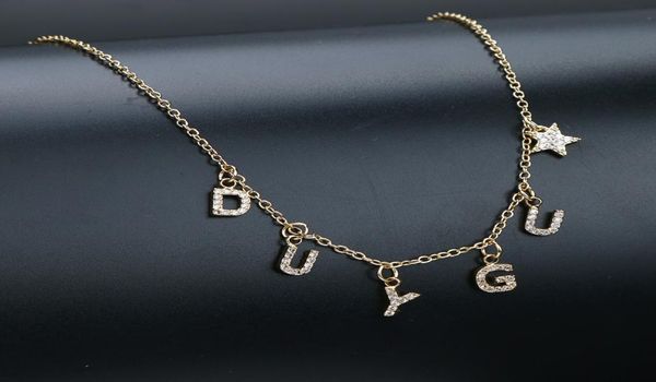 

doremi trendy zircon name necklace for women girl personalized name necklace copper pendant bijoux collares mujer collier y2008107986285, Silver
