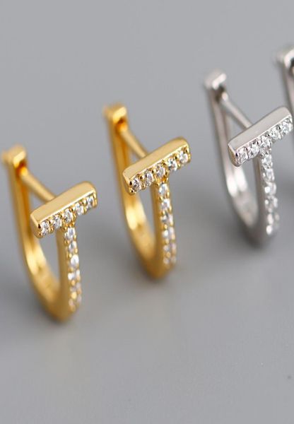 

tshaped diamond s925 sterling silver stud earrings european and american women fashion gift jewelry2699051, Golden;silver