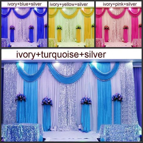 

3m 6m wedding backdrop swag party curtain celebration stage performance background drape silver sequins wedding favors suppliers181z