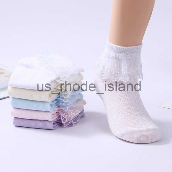

kids baby girls lace ruffle frilly flower soft kids cotton short girl sock breathable princess white x0727, Pink;yellow