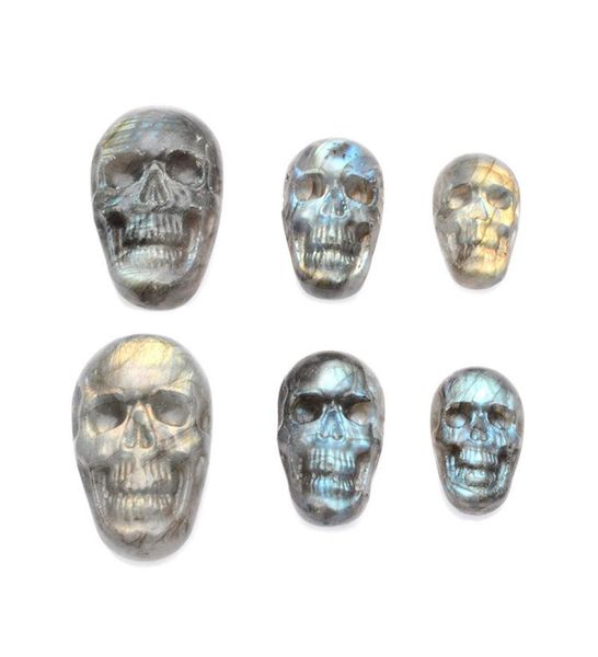 

natural labradorite stone carved skull pendant cabochon diy ring for jewelry making supplies4514104, Silver
