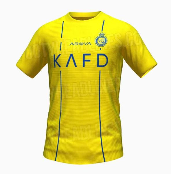 

23 24 al nassr fc soccer jerseys ronaldo 2023 2024 home yellow away cr7 gonzalo martinez talisca fans player version men kids kit football s, Black;yellow