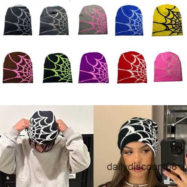

y2k beanie spider web hat y2k knit skullies baggy slouchy cap skull cap, Blue;gray