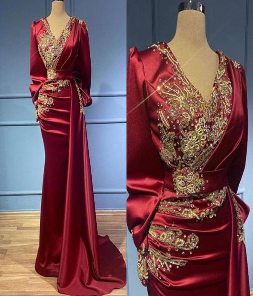 

dark red mermaid prom evening dresses long sleeved beaded deep v neck formal patry mother of bride gown bc129084912093, Black