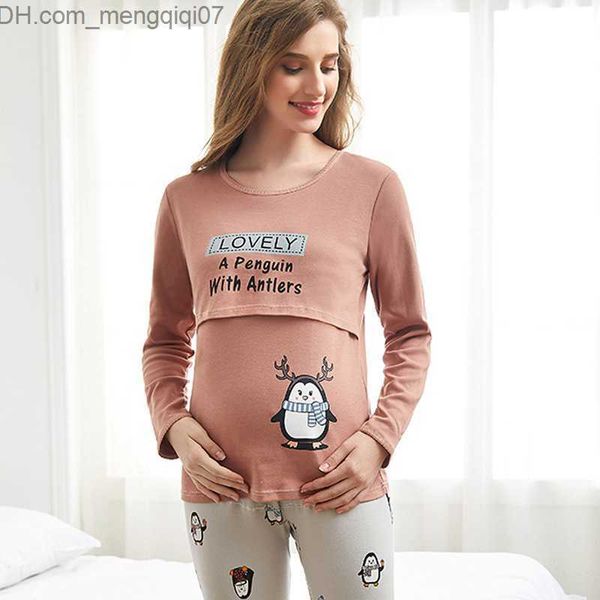 

maternity dresses cotton maternity pajamas for women's spring autumn and winter postpartum breastfeeding clothing z230728, White