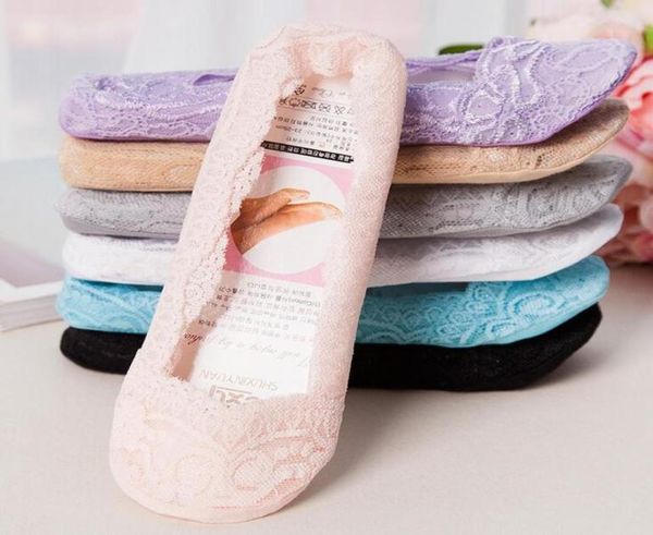 

brand lady lace silicone non slip cotton women039s socks hosiery invisible boat sock shallow mouth lw0271543936, Black;white