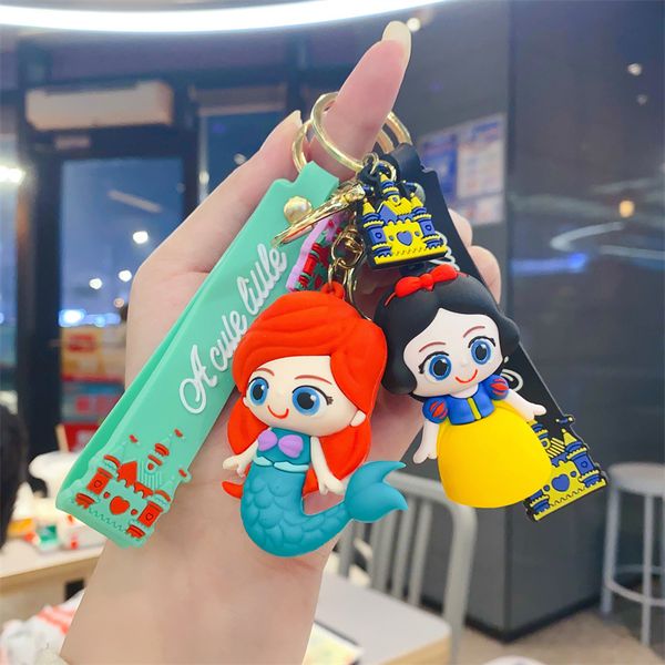

fashion blogger designer jewelry princess series keychain cute doll silicone key pendant mobile phone keychains lanyards keyrings wholesale, Slivery;golden