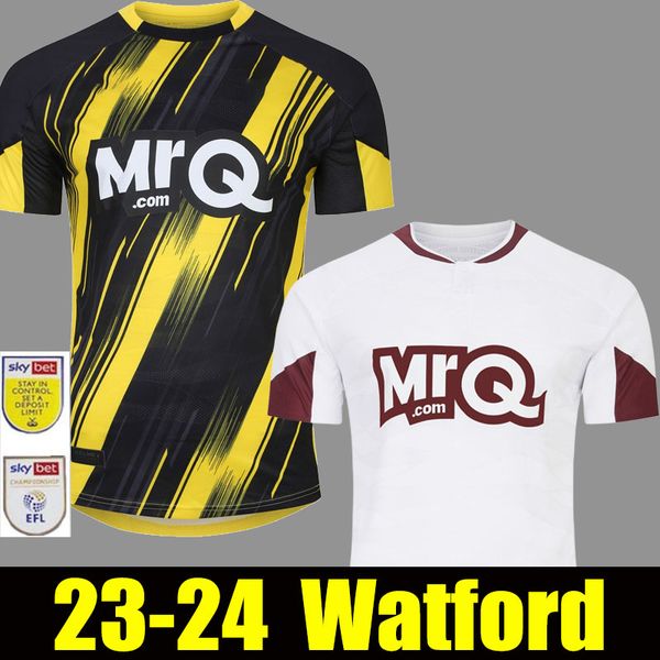 

23 24 watfords soccer jerseys men kids kit sarr kone martins kalu louza asprilla porteous kayembe 2023 2024 home yellow black away white foo, Black;yellow