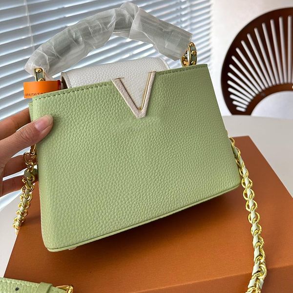 

light green mini tote bag designer weave chain bag women crossbody messenger bag flap shoulder bags handbag purse cowhide leather totes bag