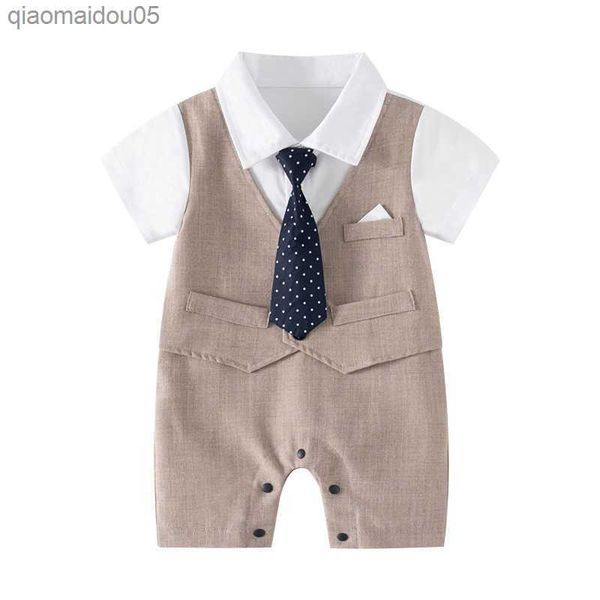 

baby boy gentleman white shirt vest bowtie tuxedo onesie jumpsuit overall romper baby outfits for boys baby winter clothes boy l230712, Blue