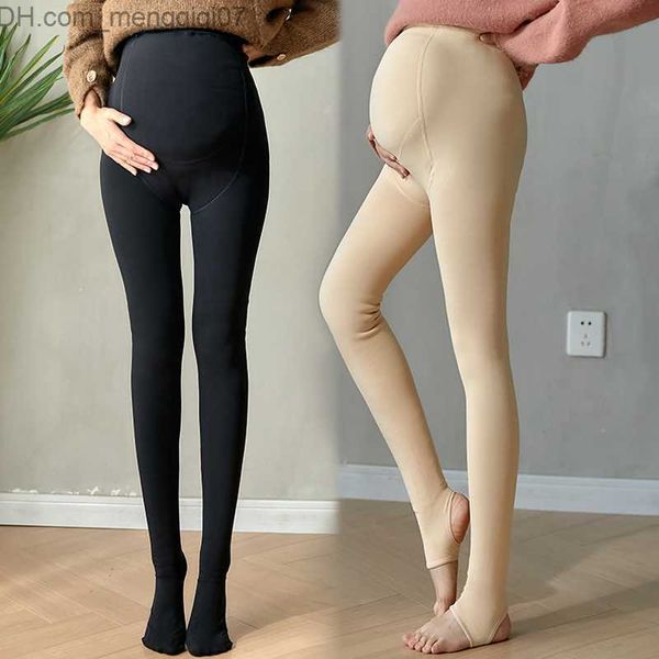 

maternity dresses 608 winter thick warm plus velvet pregnant women's leg elastic waist abdomen pantyhose pregnant women's pregnanc, White