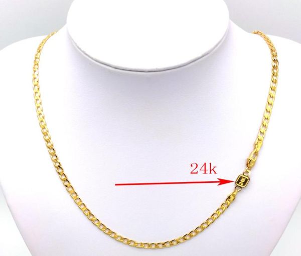 

solid 24 k stamp link c gold gf women039s necklace curb chain birthday valentine gift valuable 20quot 50 4 mm2384690, Silver