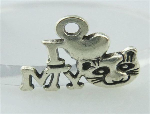 

14695 40pcs alloy antique silver vintage i peach heart my cat pendant charm jewelry fashion jewelry accessory diy part7692758