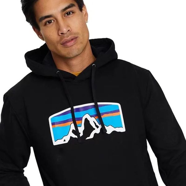 

men's hoodie sweatshirt outdoor brushed fashion women's designer patagonian letters printed sweatshirt casual jacket men's de, Black