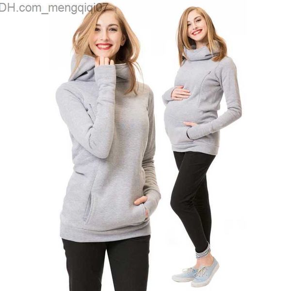 

maternity bottoms pregnant women's sweatshirt women's care pregnant women's long sleeve hooded nursing hooded autumn and wint, White