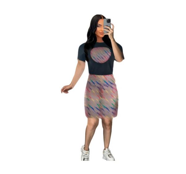 

women's two piece bodycon dress short sleeve sets sports tracksuits skirt women two peice matching set casual outfits luxury designer b, White