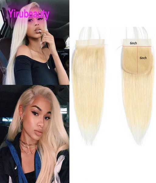 

indian human hair 6x6 lace closure blonde light color 613 straight 1226inch middle three part straight closures5267819, Black;brown