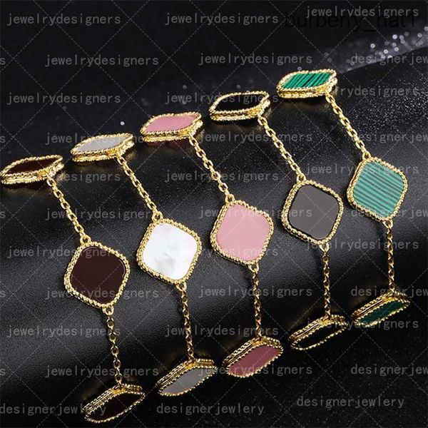 

classic fashion charm bracelets 4four leaf clover bangle designer jewelry 18k gold bangle for women men chain elegant jewelery gift woman cl, Black