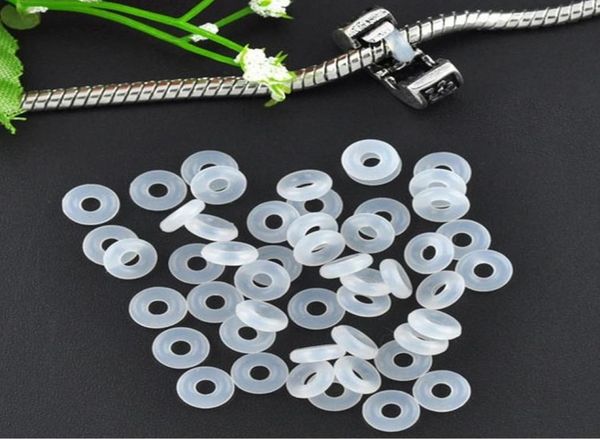 

20pcs white rubber clip charms safety ser bead fits european style charm bracelets necklaces6529385