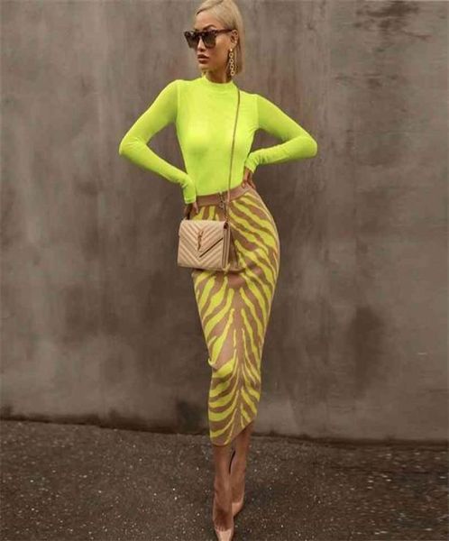 

ocstrade new arrival fashion long bandage skirt women lime zebra print bodycon bandage skirt midi club party skirt 210330293z7130451, Black