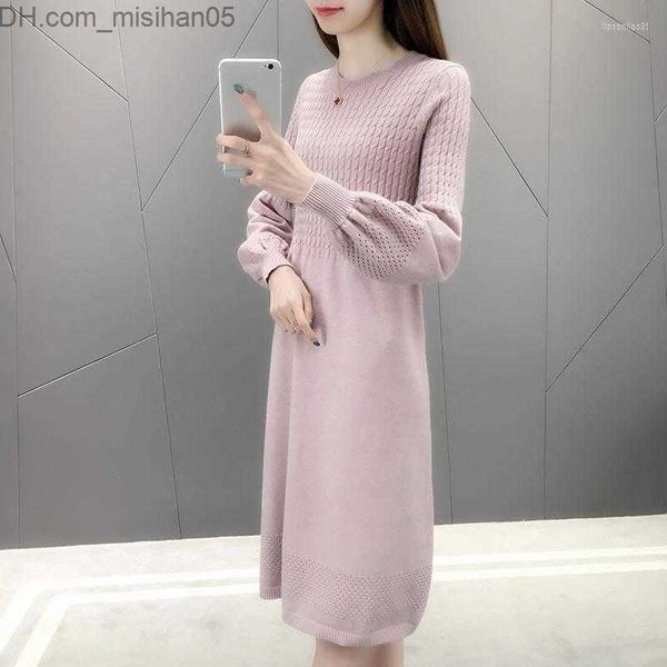

maternity dresses casual dresses leiouna o-neck large size loose solid autumn winter sweater dress female neck bottoming maternity z230728, White